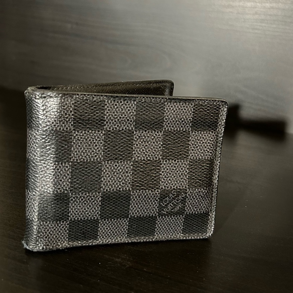 Louis Vuitton Black Canvas Damier Wallet W/ Money Clip
